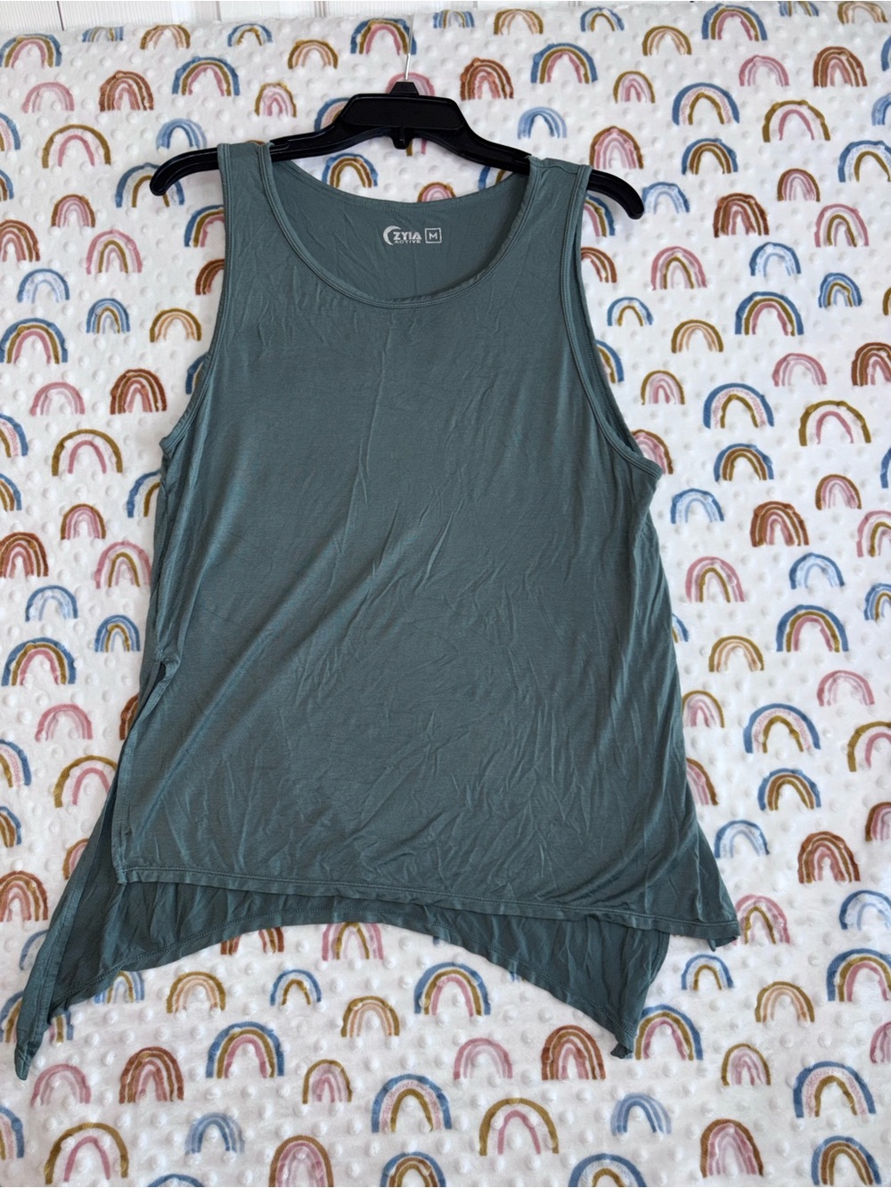 ZYIA Slate Green Asymmetric Tank Top Size Medium